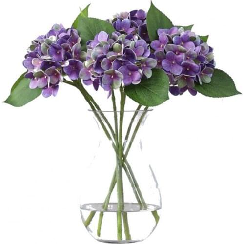 Simulation Hydrangea Flower Vivid No Withering 8 Colors Faux Silk Lightweight Durable Fadeless 3D Fake Flower Home Decoration