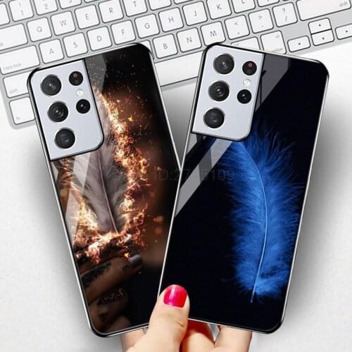 S21 Ultra Case For Samsung Galaxy S21 Case Glass Hard Phone Cover On Samsung S21 FE S21 Plus Coque Tempered Glass Protective