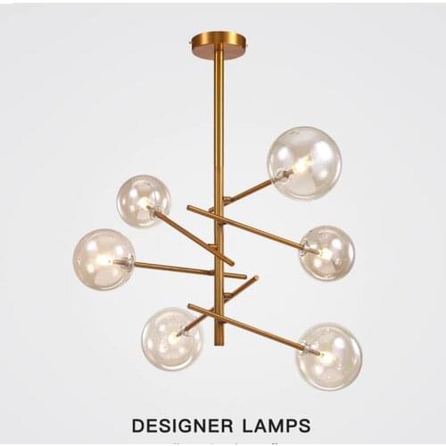 Modern Glass Ball Chandeliers Lighting Living Room Kitchen Gold Hanging Lamps Fixture Luminaire Luxury Designer Nordic Lights