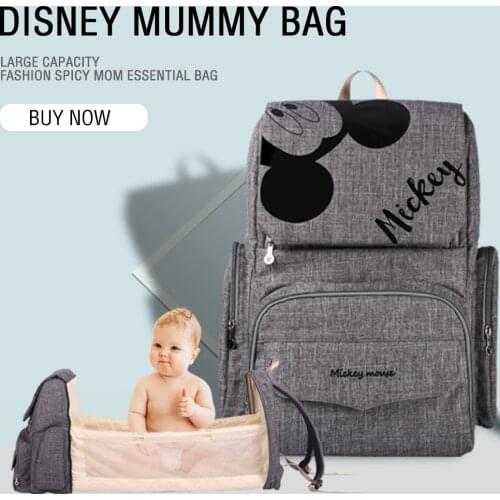 Disney Mickey Mummy Maternity Nappy Bag Large Capacity Baby Diaper Bag Travel Backpack Nursing Bags For Baby Care Free Hooks