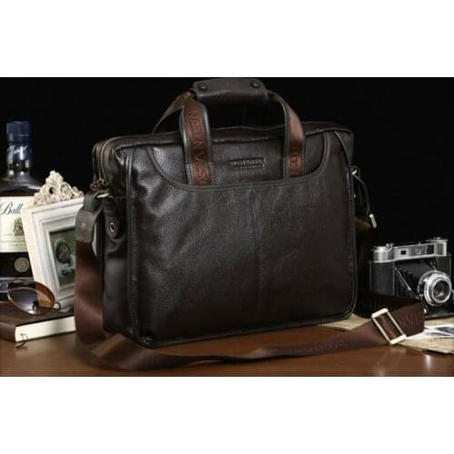 Fashion Cowhide Genuine Leather Mens messenger Bag Crossbody Bag Men Leather Shoulder Bag Tote Casual Bag Brown Black