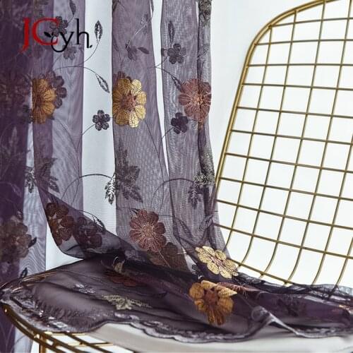 Luxury Floral Sheers Tulle Curtains For Living Room Window Voile Curtains For Bedroom Embroidered Curtains Drapes Cortina Salon