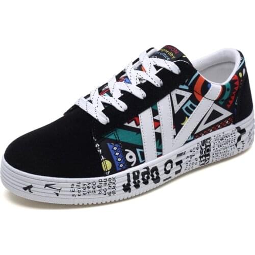 Sneakers Women Black Platform Sneakers Casual Vulcanized Shoes 2021 Autumn Plus Size 35-44 Lover Shoes Zapatillas Mujer Graffiti