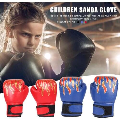 1 Pair Children Boxing Gloves Kids PU Leather Flame Sanda Boxing Training Glove Professional child Breathable Sparring mma Glove