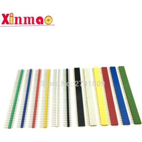10pcs 2.54mm Single Row Female PCB Board Connector Strip pin heade 1*40 pin colourful socket 1x40Pin 6 color each 1