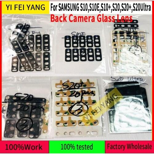 10Pcs Original Rear Back Camera Glass Len For Samsung Galaxy S20+ Ultra S10 S10+ S10 E Plus Cover Lens Bezel With Adhesive