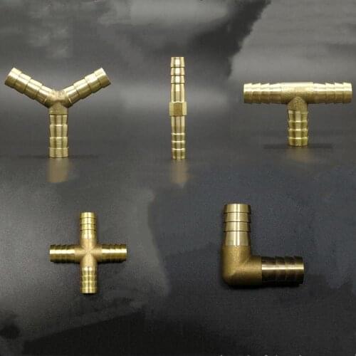 4 5 6 8 10 12 13 14 16 19mm Hose Barb Tail Adapter Brass Pipe Splitter Fitting Coupler Connector Water Oil Gas Fuel Garden