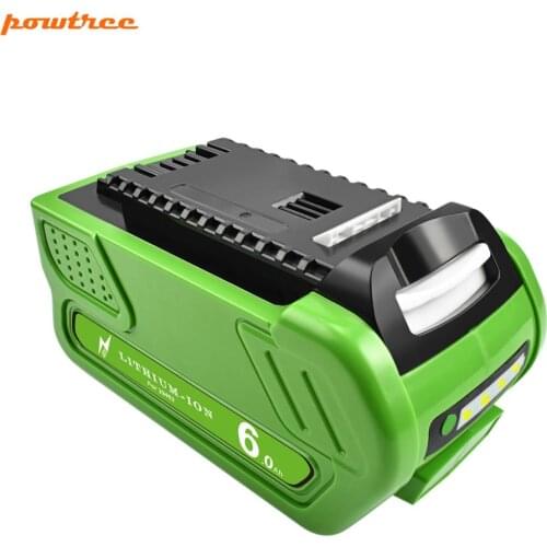 Powtree 40V 6.0Ah Rechargeable Battery For GreenWorks 29462 29472 29282 G-MAX GMAX Replacement Lawn Mower Power Tools Batteries