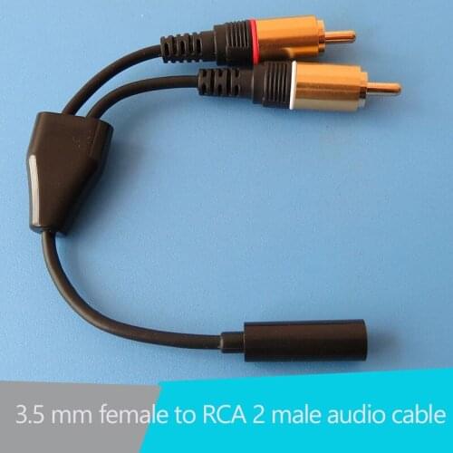 3.5mm audio female to 2RCA male audio data cable 1.9m speaker DVD adapter power amplifier, CD/MD cable for audio transmission