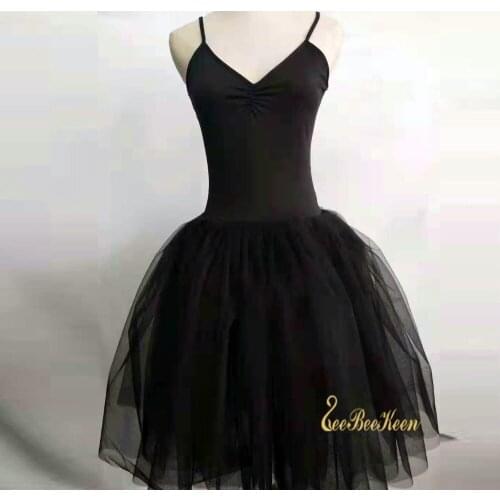 Adult Ballet Dress White/Black Swan Lake Ballet Costume For Women Sleeveless Backless Professional Long Tutu Gymnastics Leotard