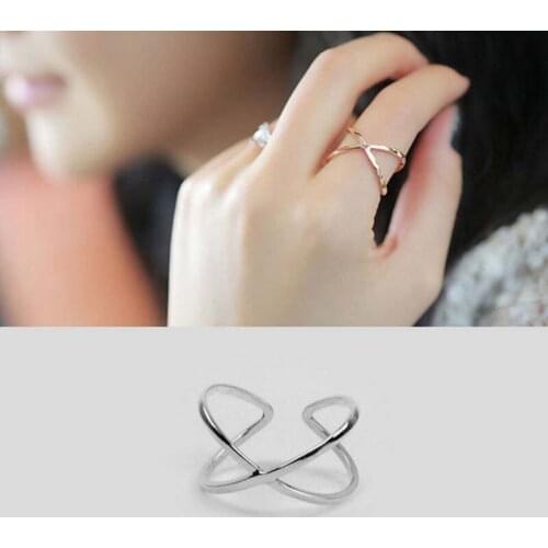 Bohemian Vintage Silver Color Rings for Women Wedding Trendy Jewelry Large Adjustable Antique Cross Rings Anillos