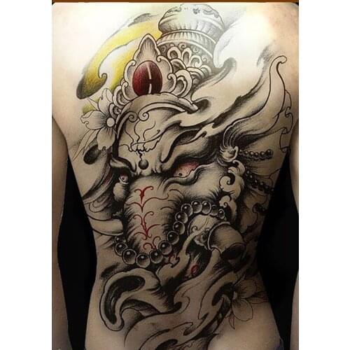 Big Temporary tattoo royally elephant dragon darkness pattern fake tattoos sticker waterproof large full back chest body art