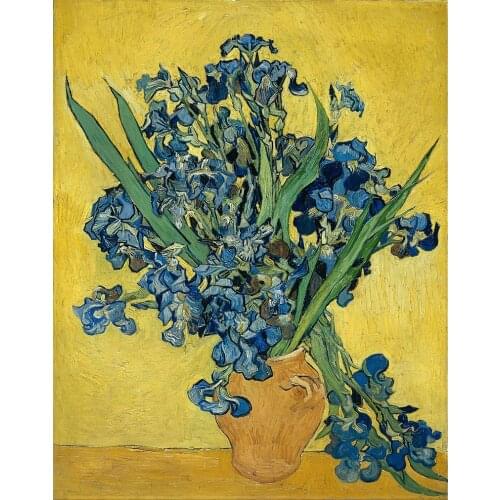 Flower Canvas Oil Painting Vase with Irises by Vincent Van Gogh Painting for Kitchen Wall Decor Hand Painted Still Life
