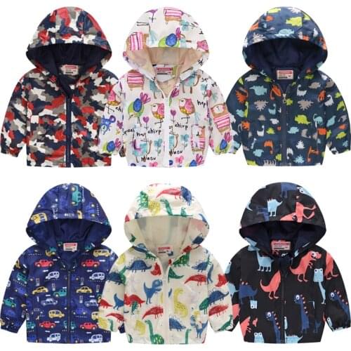 2021 Kids Clothes Boys Jackets Children Hooded Zipper Windbreaker Baby Fashion Print Coat Infant Waterproof Hoodies For Girls