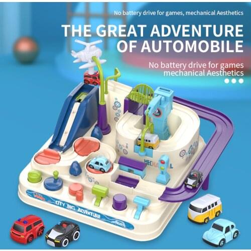 Montessori Toys for Children Racing Rail Car Model Track Car Adventure Brain Game Mechanical Interactive Train Educational Toy
