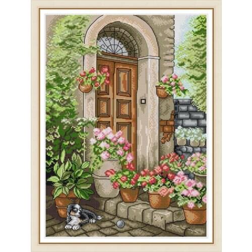 Joy Sunday The Spring In The Garden Patterns Counted Needlework Printed on Canvas 11&14CT Landscape Cross-stitch Kits Embroidery