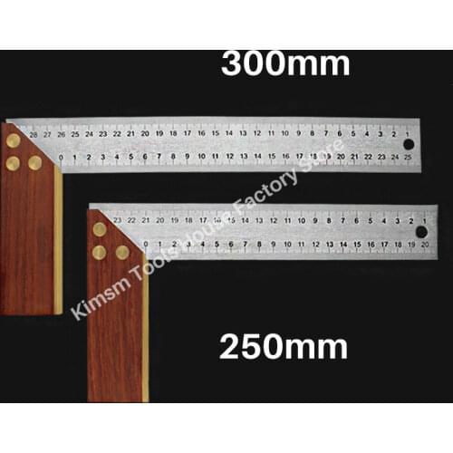 90 Degree Stainless Right Angle Ruler For Woodworking L Type Mahogany Base Clear Scale Ruler Multifunction Thick Measuring Tool
