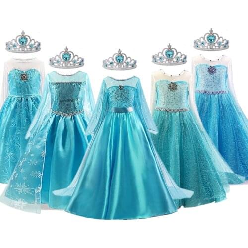 Fancy Girls Cosplay Elsa Costume Princess Dresses 4 6 8 10 Years Childrens Long Sleeve Kids Clothing For Party Dress Up