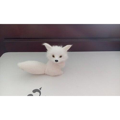Mini simulation white fox toy polyethylene & furs handicraft sitting fox doll about 12x9cm 028