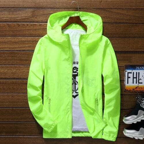 Men Wind Breaker Thin Coat Zipper Hoodie Jacket Quick Drying Reflective Night Vision Breathable Ultra-light Sport Outwea WHStore