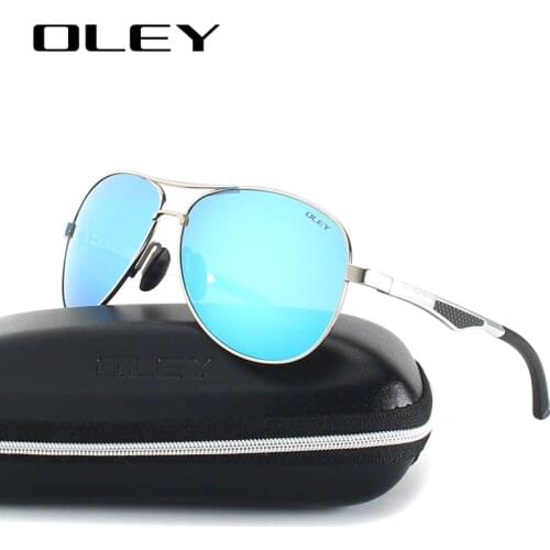 OLEY Men classic aluminum-magnesium polarized pilot sunglasses color polaroid lens Fashion driving anti-glare goggles Y161