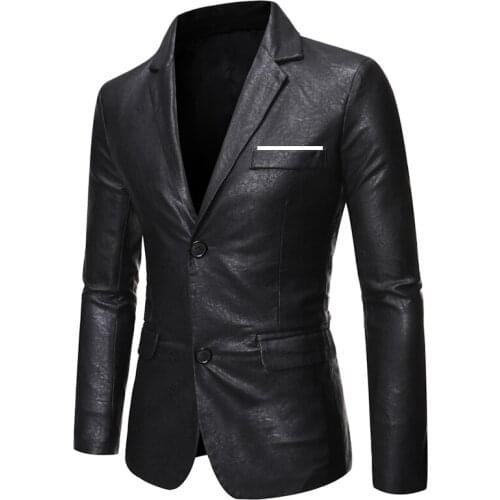 2021 Spring Autumn Fashion New Mens Casual Lapel Leather Dress Suit Coat / Male Fashion Business Casual Pu Blazers Jacket S-6XL