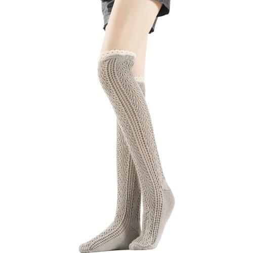 Autumn Winter Female Warm Stocking Solid Color Long Tube Socks Knitted Stocking for Women