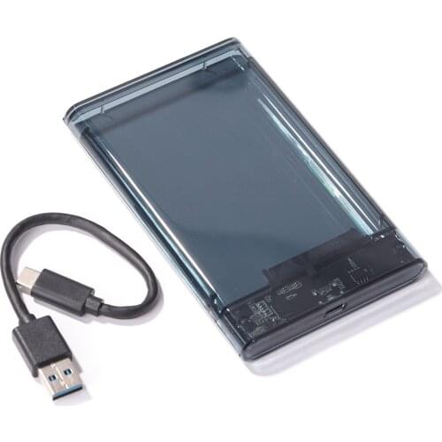 Portable USB 3.1 Type-C 2.5 inch Hard Drive Enclosure Transparent Mobile HDD Box SSD External Enclosure Case 8TB for Laptop PC
