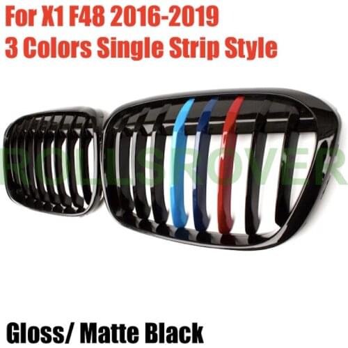 ROLLSROVER Front Bumper Grille Grill For X1 F48 2016-2019 3 Colors Single Strip Car Styling