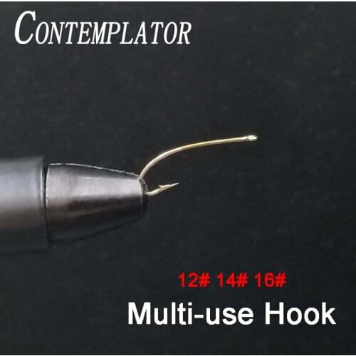 CONTEMPLATOR 30pcs curved shank nymph fly fishing hook 3X long multi-use 12# 14# 16# fly tying hooks for stonefly nymphs hoppers
