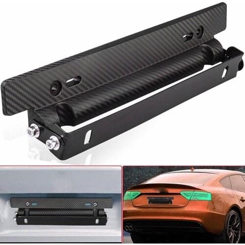 Carbon Fiber ABS Adjustable Racing Car License Plate Frame Holder Bracket Universal Car License Plate Frame