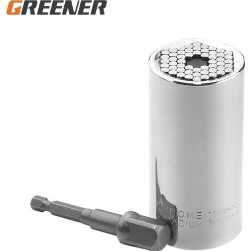 Greener Universal Hardware Torque Wrench Head Socket Sleeve In Wrench 7-19mm Spanner Key Magic Grip Portable Multi Hand Tools