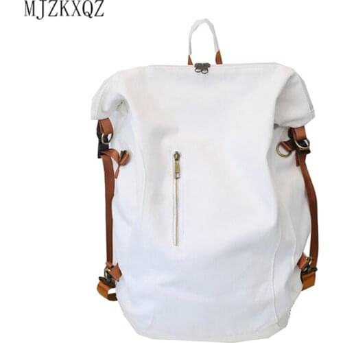 Mjzkxqz 2021 Girls Waterproof Canvas Backpacks Women Black Plecak For Ladies Travel Bag Men Shoulder Bag School Bolsas Mochilas