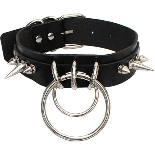 Punk Spike Metal Collar Girls Leather Harness Choker Necklace for Women Party Club Chockers Gothic Jewelry Statement Necklaces