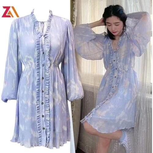 ZALady designer mini dress women ruffles elegant traf Drape Elastic waist Lantern long sleeve fashion casual chic dresses femme