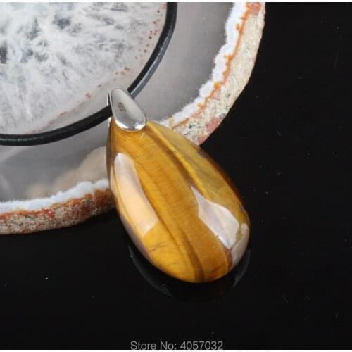 Gift 38x20MM Delicate Natural Tiger Eye Water Drop Bead Pendant 1PCS