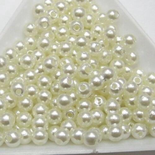 1000 Pcs 4mm Plastic Faux Pearl Round Beads Ivory Imitation Pearl