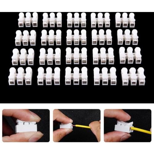 20 Pieces CH-3 Spring Wire Connectors LED Strip Light Quick Wire Connecting Electrical Cable Clamp Terminal Block Connector