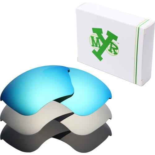 3 Pairs Mryok POLARIZED Replacement Lenses for Oakley Half Jacket XLJ Sunglasses Stealth Black & Ice Blue & Silver Titanium