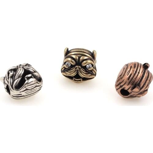 3D Copper Bulldog Animal Head Antique Spacer Beads For Bracelets Necklaces Jewelry Making Accessories 9.7x10.7x9.4MM