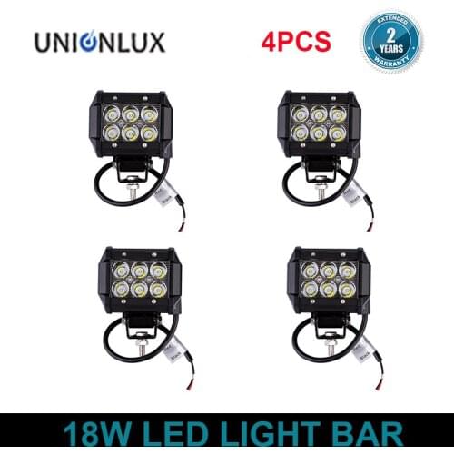 4pcs LED 18W Work Lamp 4 Inch Light Bar 24v 12V IP67 SPOT FLOOD Beam FOR 4x4 OFF ROAD ATV TRUCK BOAT UTV SUV SPOTLIGHT