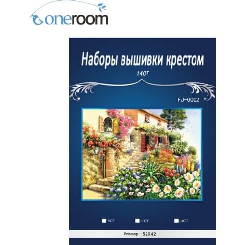 4CT 51CMx41CM Flowers house Counted Cross Stitch Cross Stitch Set Chinese Cotton Cross-stitch Kit Embroidery Needlework3th