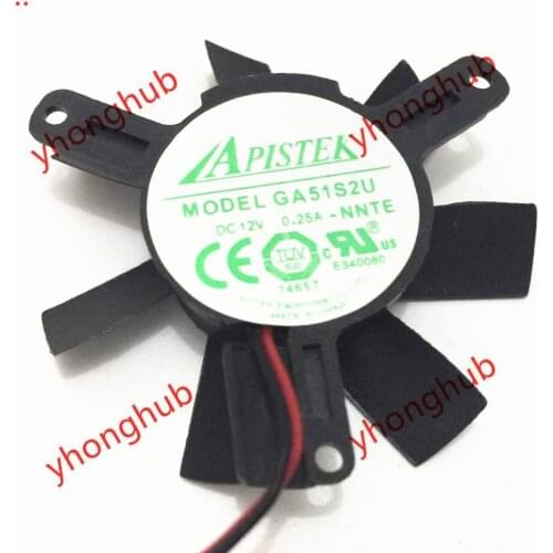 APISTEK GA51S2U DC 12V 0.25A Dia. 45mm 2-wire Server Cooling Fan