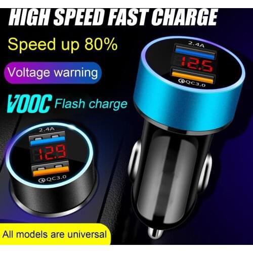 Auto Accessories Dual USB Digital Display Car Charger Portable Car Cigarette Lighter With LED Display Car Charger