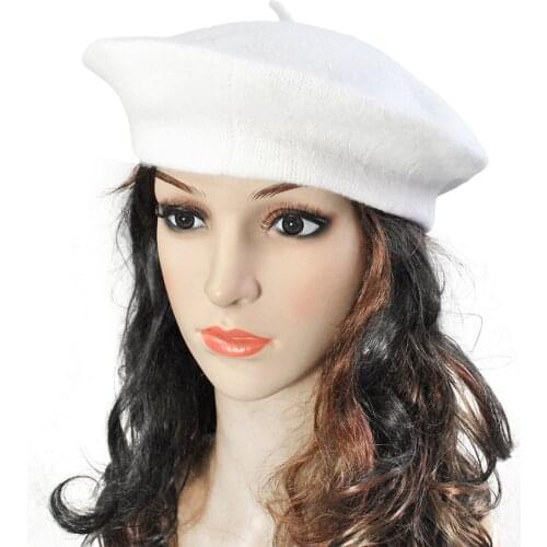 Women Girl Beret French Artist Warm Wool Winter Beanie Hat Cap Vintage Plain Beret Hats Solid Color Elegant Lady Winter Caps