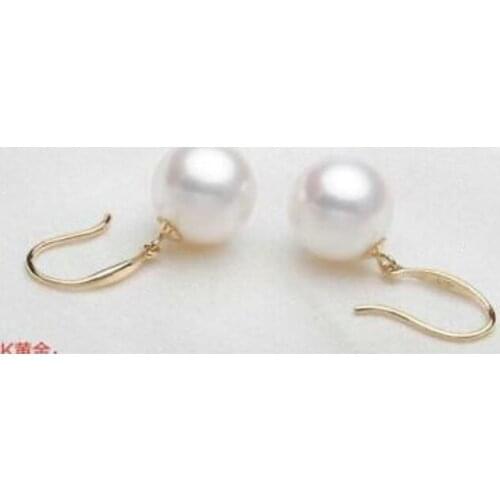 Free shipping >>>>noble jewelry 8-9mm AAA White Pearl Lever Back Earrings in 14K Yellow Gold