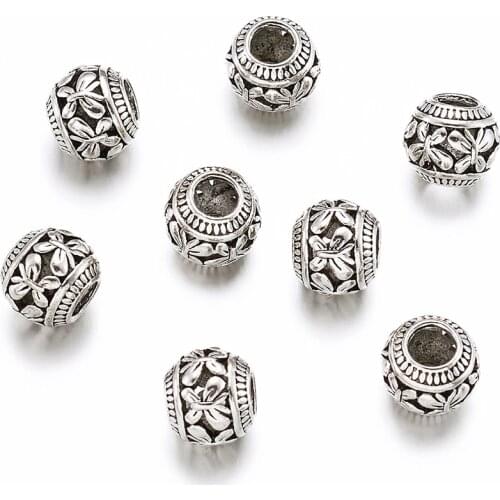50pc Rondelle Tibetan Style European Beads Loose Spacer Bead for Jewelry Making DIY Bracelet Necklace 11x9mm Hole: 4.5mm