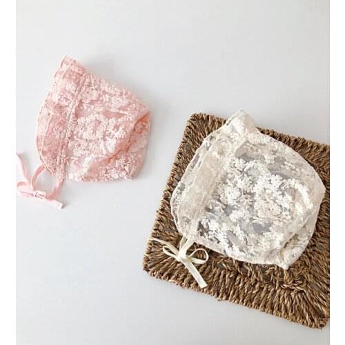 Baby Lace Flower Sun Hat Newborn Photography Props Princess White Hat Shower Gifts Cotton Beanie Bonnet Cap