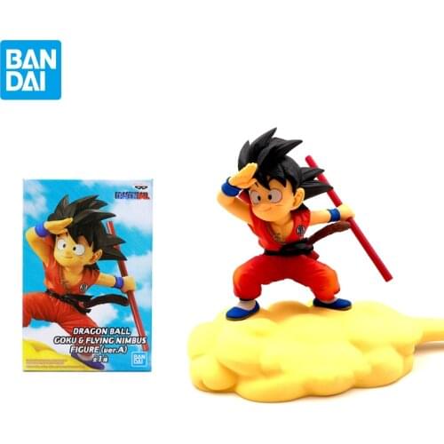 Bandai Dragon Ball Figure Son Goku Anime Model Gift Anime Character 13.5cm PVC Doll Statue Collect Toy for Kids Somersault Cloud