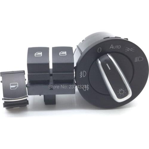 Chrome Headlight Mirror & Window Switch For VW TIGUAN PASSAT B6 CC GOLF 5 6 JETTA MK5 MK6 Eos GTI 5K3959857 5ND959855 5ND941431B